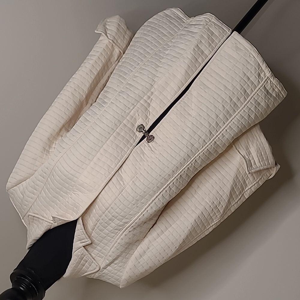 harve'benard cream geometic checks lightweight jacket